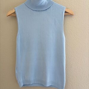 Mango Light Blue Sleeveless Turtleneck Sweater